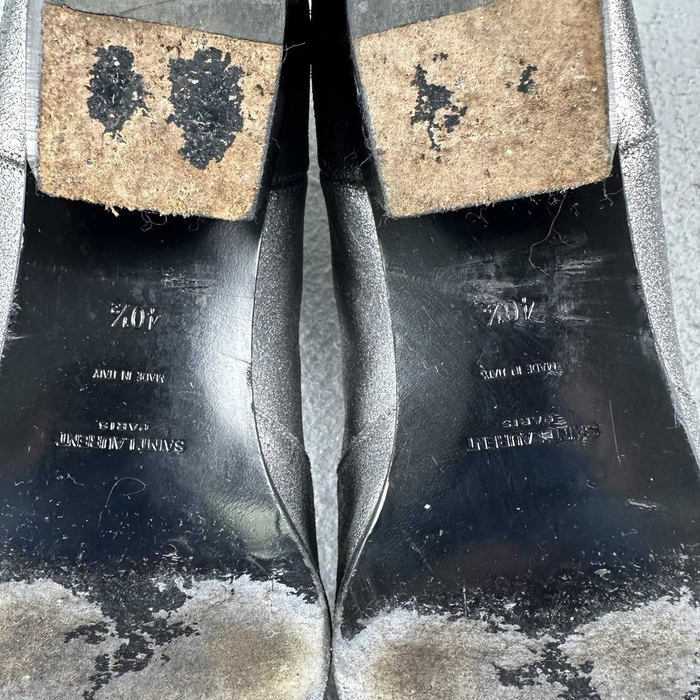 Saint Laurent Paris Silver Glitter Chelsea Heel Ankle Boots 40.5 EU - Picture 16 of 16